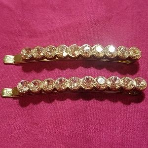 Brass and crystal hairpins